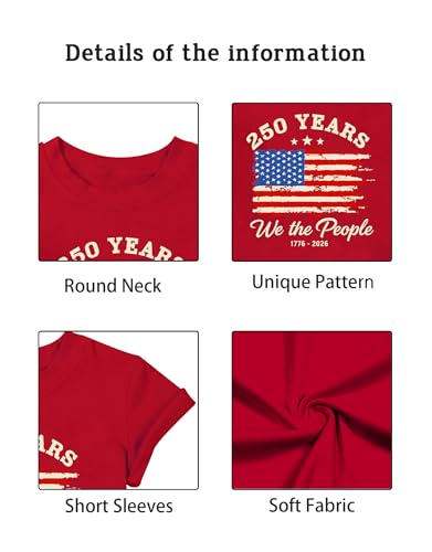 Image of AMWIPE Boys Girls USA Shirt Kids 250 Anniversary USA Shirts American Flag Tshirt 4th of July Outfits Cute Patriotic Top 6-14y