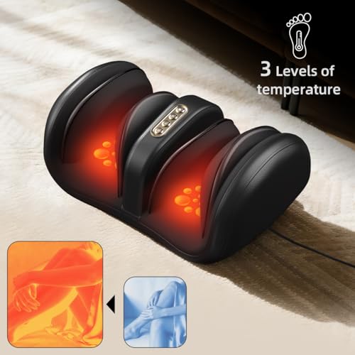 Masajeador de pies con calor, compresión de aire 3D, amasado profundo y masaje rodante para pies, pantorrillas y brazos, intensidad ajustable para relajación y alivio muscular, uso doméstico miniatura 4