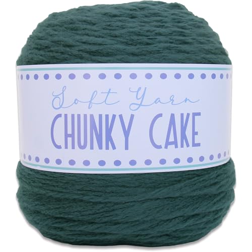 Image of ThreadArt Chunky Yarn Cake for Crochet #6, 300g /316 Yds, Dark Teal 09 | Soft super bulky #6 acrylic yarn cake for blankets, scarves, hats, crochet and knitting. Big 300g cake is machine washable.