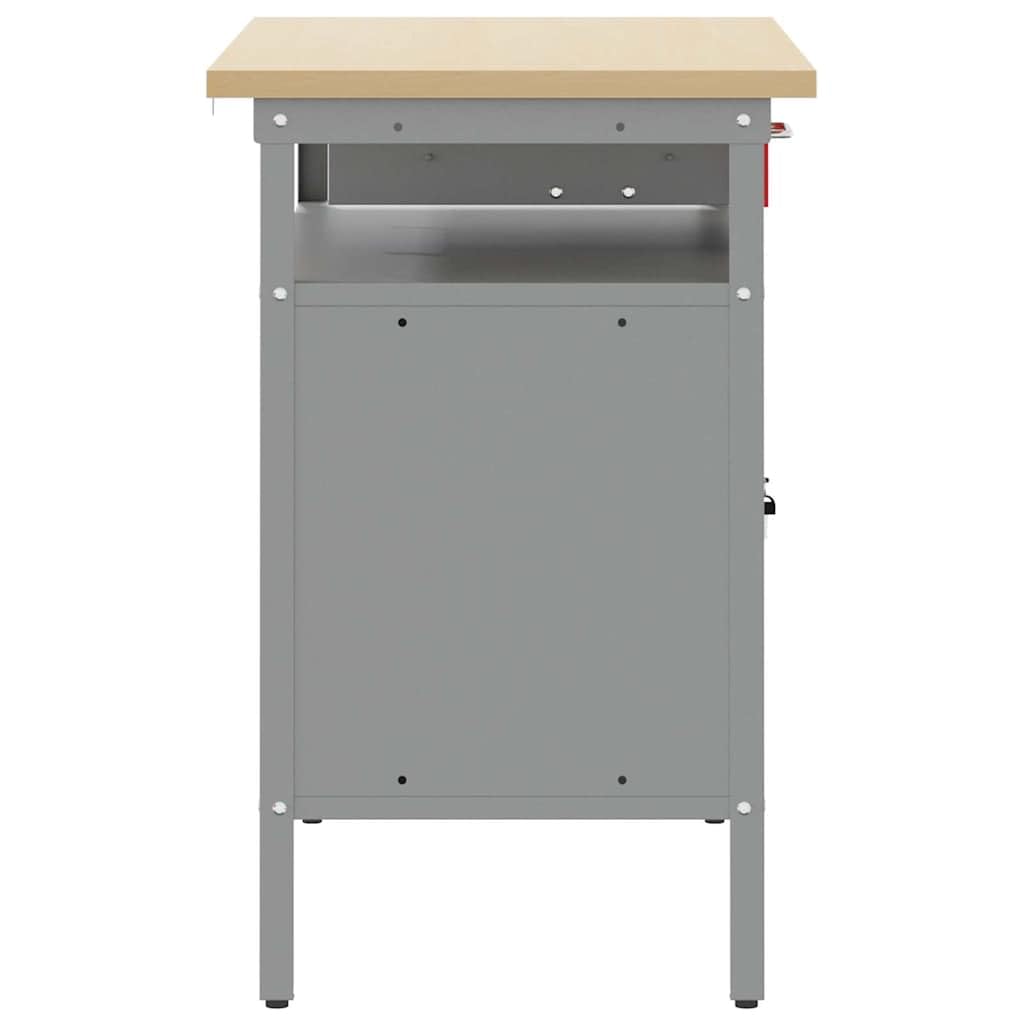 vidaXL Banco de Trabajo con cajón Rojo y Gris 100 x 55 x 85 cm, Mesa de Trabajo, Banco Industrial, Almacenamiento Duradero, Espacio para Reparar y ensamblar