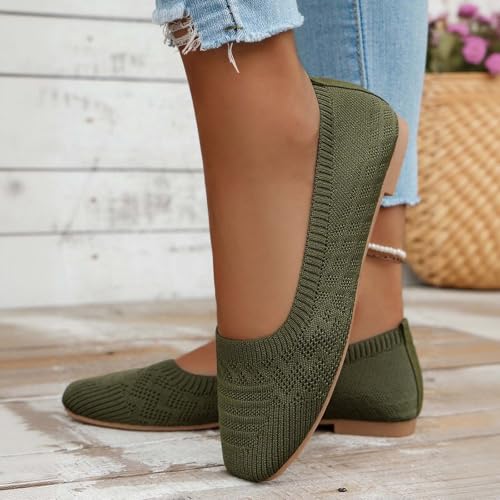 Women's Casual Flat Shoes Breathable Knit Slip On Comfortable Ballet for Daily Wear Spring Summer3