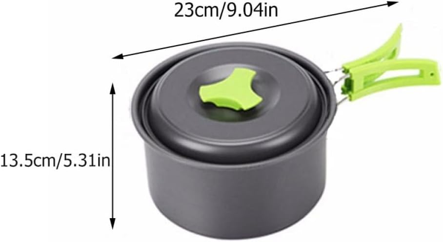 1set Outdoor Camping Cookware Portable Person Cooking Utensils Handles Lightweight for Hiking Picnics and Outdoor Adventures Accessories Included