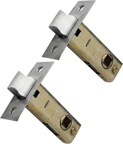 Bathroom Door Latch Tubular Mortice Stainless Steel 30mm Flat Sprung Lever with Strike Plate 2 Pcs