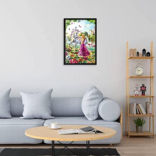Xiaomoyu 5D DIY Diamond Art Painting Kits Full Drill, Diamond Crystal Rhinestone Arts and Crafts Canvas Pictures Painting by Numbers for Adults Kids Home Wall Decor - Princess and White Horse