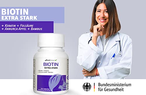 Foto von Biotin Extra Strong I Biotin Hochdosiert Für Haare I Haar Vitamine Für Frauen Gegen Haarausfall I Haarvitamine Für Haarpflege, Um Haarwachstum Zu Beschleunigen I 120 Tabletten