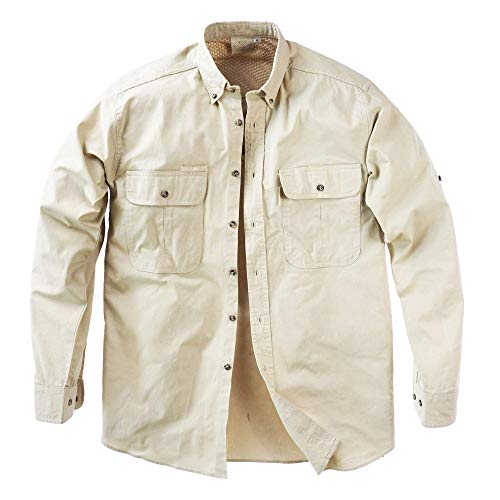 Vent Back Adventure Long Sleeve Shirt for Men, 100% Cotton - Stone - X-Large2