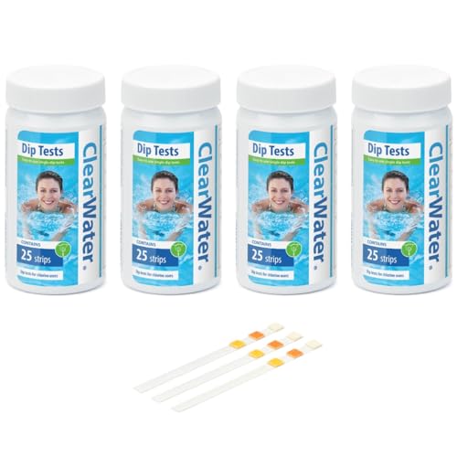 Clearwater Hot Tub Pool and Spa Test Strips x 100-3 in 1 - Measures Chlorine PH and Total Alkalinity