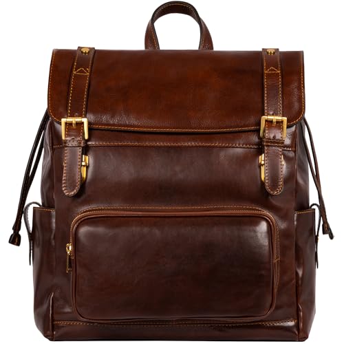 Time Resistance Herren und Damen Rucksack aus Leder - Handgefertigt in Italien - 100%...