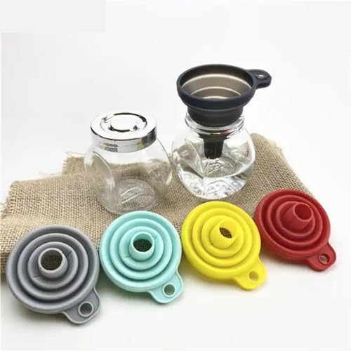 TASMAX Flexible Silicone Funnel - Foldable Mushroom Shape Oil Funnel for Liquid Transfer - Heat Resistant - Pack of 3