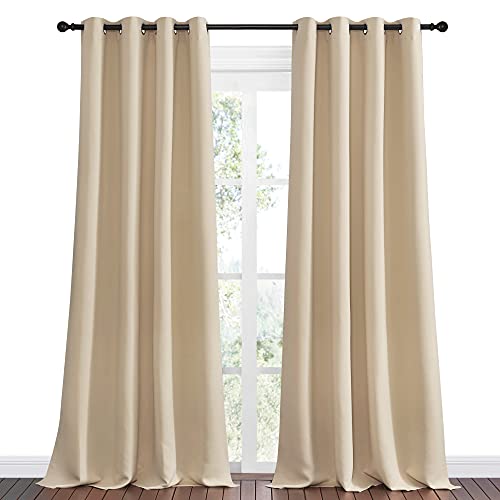 Image of NICETOWN Bedroom Room Darkening Curtains - Triple Weave Microfiber Grommet Top Thermal Insulated Solid Panels /Drapes for Kid's Room (Biscotti Beige, 1 Pair, 55 inches by 90 Inch)