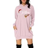 NKPUYT Jersey Navidad Familia Copo De Nieve Talla Grande Vestido Sudadera De Navidad Ajustado Deportiva Jersey con Capucha Jersey Navidad Mujer Papá Noel Vestido De Mujer Navideño Reno