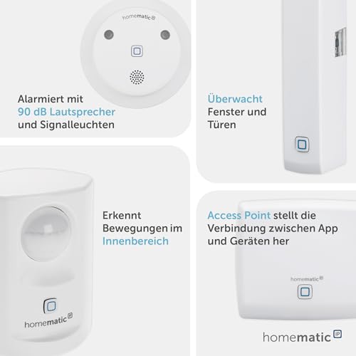 Homematic IP Starter Set Alarm, Smart Home, digitaler Fenstersensor, Bewegungsmelder,...