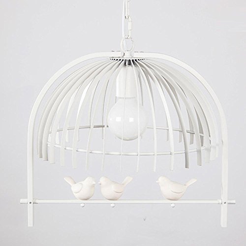 Lustre cage oiseaux fer blanc LRUII design americain haut de gamme