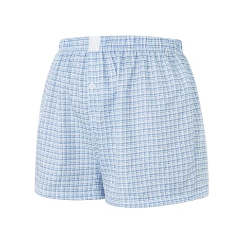 Image of Y2k Plaid Shorts Cute Baggy Ginghem Boxer Shorts for Women Checked Lounge Pajama Bottom Preppy Sleep Pj Shorts