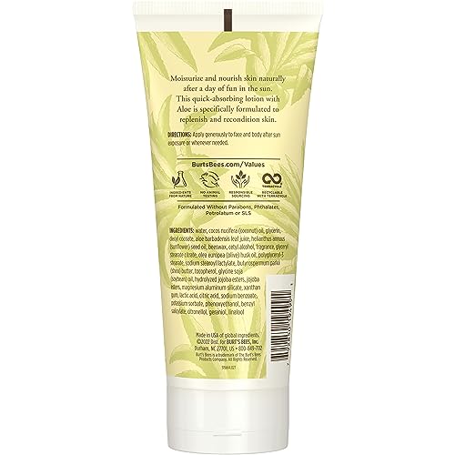 Burt's Bees After Sun Lotion with Hydrating Aloe Vera and Coconut Oil, Replenish and Recondition skin, Sunburn Relief, Natural Origin After Sun Soother, 6 oz. Tube - image 8