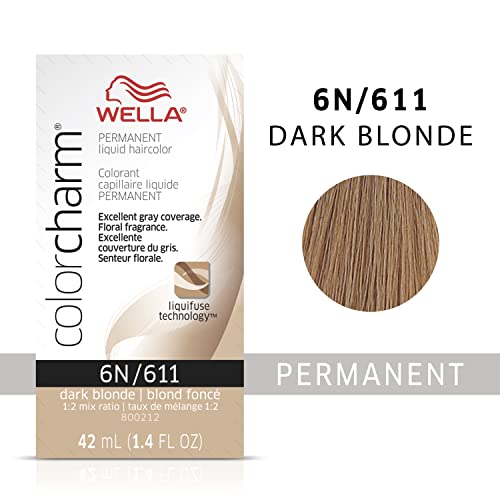 Wella Color Charm Permanent Liquid Hair Color For Gray Coverage, 6N Dark Blonde, 1.42 Fl Oz #TOP1