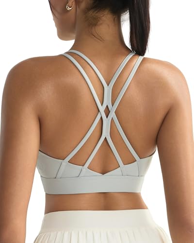 Image of RUNNING GIRL Sports Bras for Women,Strappy Crisscross Back Padded Low Impact Running Sports Bra with Removable Cups