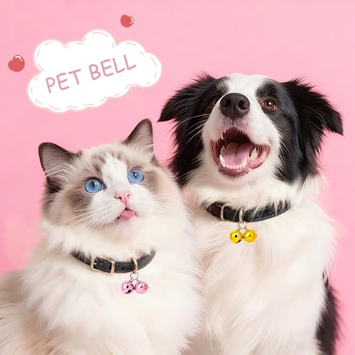 PETKNOWS 6PCS Pet Bells for Dog Cat Collar Charm Small Pet Collar Bells Training Pet Pendant with 1 Pack Stainless Steel Keychain