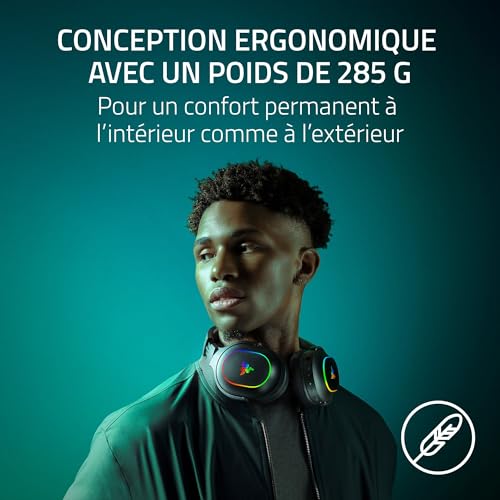 Razer Barracuda X Chroma - Casque de Jeu multiplateforme sans Fil avec 6 Zones Chroma RGB (SmartSwitch Hyperspeed & Bluetooth, 40mm Drivers, Micro cardioïde HyperClear détachable) Noir