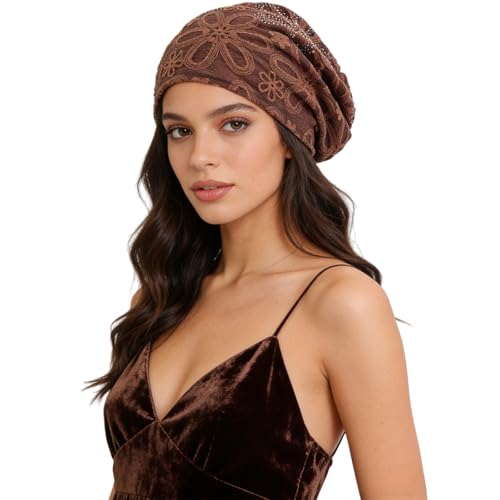 Pemilosci Soft Slouchy Beanie Fashion Style Soft Lightweight Daily Hat Skull Cap Headware for Women - BEA06 - Brown