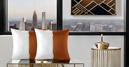 Image of HIMS Velvet Sofa Pillow Cover Set of 2, Luxury Cushion Cover 16 inch x 16 inch for Decorative Living Room Sofa Bedroom Car (16x16 Inch, Brown)