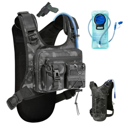 Image of Criuage USA Patent Running Hydration Vest Backpack, Lightweight Chest Pack with 2.0L Water Bladder Bag Daypack for Hiking Running Cycling Race Marathon for Women Men