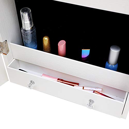 MIYACA Jewelry Mirror Armoire Organizer Fashion Simple, Lockable Jewelry Cabinet Wall/Door Mounted, with Full Length Dressing Mirror and Larger Capacity, White-Simple - Thumbnail 7