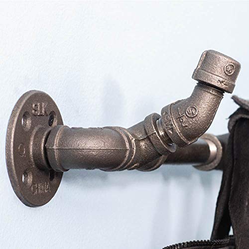 Pipe Decor Rustic Industrial Pipe 4 Hook Coat Rack Heavy Duty Diy Style, Wall Mounted Kit, Modern Chic Industrial Steel Grey, Commercial Grade Metal #TOP3
