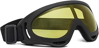 KaberMisr 2020 - Motorcycle Sports Glasses - Motorcycle Glasses - With Frosted Lenses - Eye Protection From Air And Dust (Medium - Black Yellow)