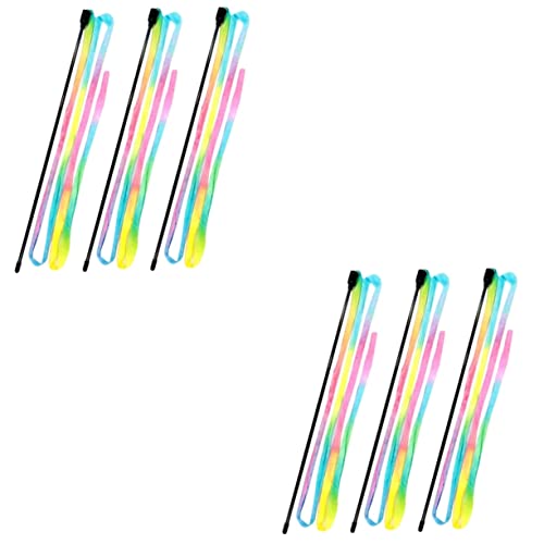 Ipetboom 6pcs Funny Cat Teaser Wands Interactive Cat Training Toys Bright Rainbow Colors for Indoor Play
