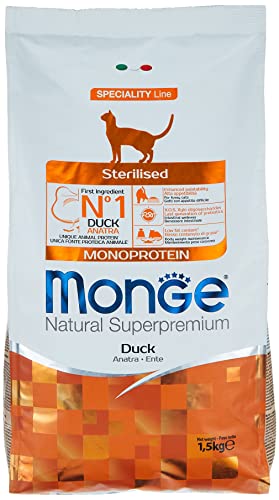 Monge - Alimento para gatos adultos esterilizados, 1,5 kg, elaborado con pollo