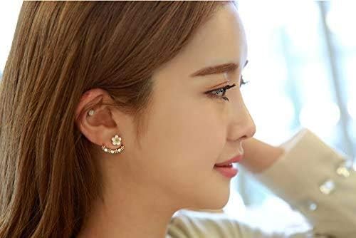 MauSong Jewelry New Zircon Crystal Front Back Double Sided Stud Earrings for Women Fashion Ear Jacket Piercing Earrings (Gold)