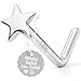 Body Candy 14k White Gold Star L-Shaped Nose Ring 18 Gauge