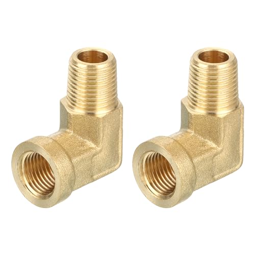 QUARKZMAN Codo de Calle de 90 Grados de Latón Conexión de Tubería de 1/8' NPT para Gas, Aire, Aceite, Propano, 2 Piezas
