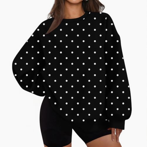 Womens Oversized Sweatshirt Crewneck Polka Dots Long Sleeve Pullover 2026 - image 2