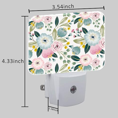 Image of Sweet Colors Flowers Night Light Plug into Wall, Lovely Floral Night Light with Dusk to Dawn Sensor for Kid Girls Boys Women Men Room, Hallway, Kitchen, Bathroom, Stairs Decor