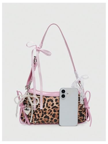 Image of Verdusa Women's Y2K Purse Coquette Bow Tie Vintage Shoulder Bags Lace PU Leather Kawaii Handbag
