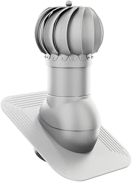 ROOFIVENT IVENT ROTO 6 inch Round Turbine Exhaust roof Vent for Kitchen/Bathroom/Attic Ventilation for Shingle/Slate roof/Light Grey/Built in Spirit Level/Polypropylene/Condensation Drainage System