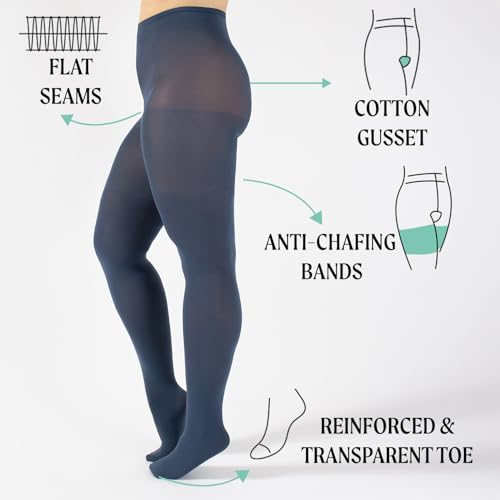 Image of CALZITALY Plus Sizes Anti-Chafing Opaque Tights | 60 DEN | L - 4XL | Black | Italian Hosiery