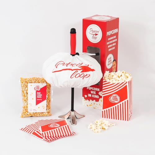 Popcornloop Starter Set Original Popcornmaschine für Popcorn Mais Zuhause Kino Retro Heimkino Popcornmaker Popcornzubereiter Popcorn Maker