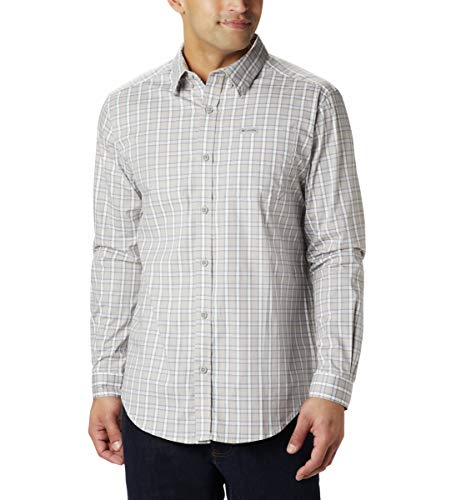 Columbia Men's Rapid Rivers II Long Sleeve Shirt, Grey Rope Plaid, 3X