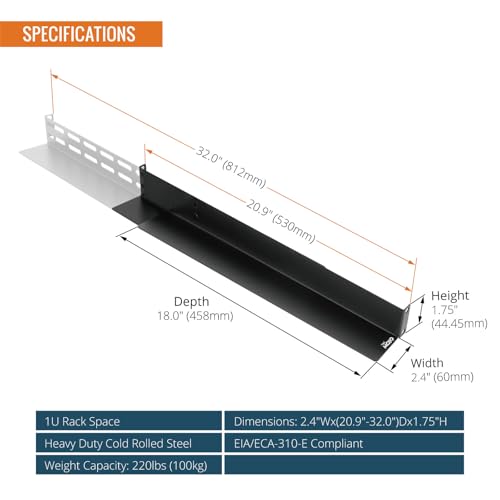 Tecmojo Universal 1U Rack Mount Rail,4-Post Fully Server Rack Shelf Rail with 20.9"-32" Adjustable Depth, Fit for Non-Rack Mountable Server/Networking/AV/IT Equipment by Tecmojo - Image 2