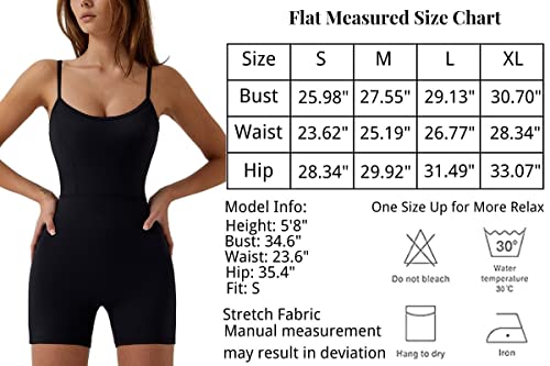 Qinsen Womens Black Jumpsuit Adjustable Straps High Waist Above Knee Length Casual Romper L #TOP6