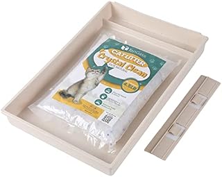 TonGass Reusable Self-Cleaning Cat Litter Box Tray Refills with 4.5LB Crystal Cat Litter Compatible with PetSafe ScoopFree Automatic Cat Litter Box (Beige) - Fits All 1st and 2nd Gen