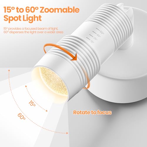 TuyuBEE Zoomable LED Spot Lights Indoor Uplighting with Remote & Timer, 5W Up Lights Indoor Dimmable Plant Spotlight Uplights Accent Lighting, Floor Spotlight Lamp with 5.9FT Plug Cord - White 2 Pack