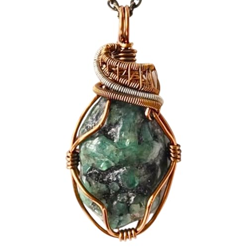 Designs by Nature Gems Emerald Necklace For Women, Raw Crystal Pendant Jewelry, Unique Birthstone Necklaces For Women, Bronze Jewelry Birthday Gifts For Women, Mothers Day Gifts, New Mom Gifts