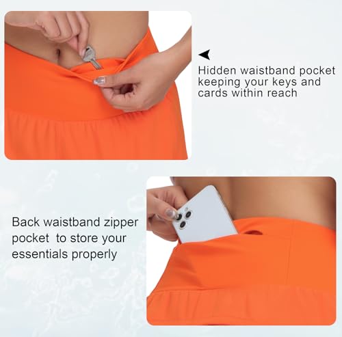Image of THE GYM PEOPLE Womens High Waisted Running Shorts Quick Dry Athletic Workout Shorts with Mesh Liner Zipper Pockets