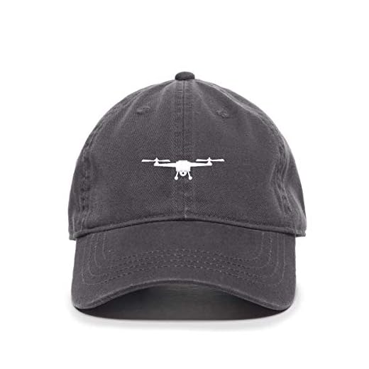 Tech Design Drone Symbol Baseball Cap Embroidered Cotton Adjustable Dad Hat Charcoal