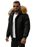 OZONEE Herren Winterjacke Jacke Winter Farbvarianten Warm Bomberjacke Steppjacke Wintermantel Kunstfell Daunenjacke Leichte Outdoor Puffer Jacket Gepolstert 777/2190K/392 SCHWARZ XXL