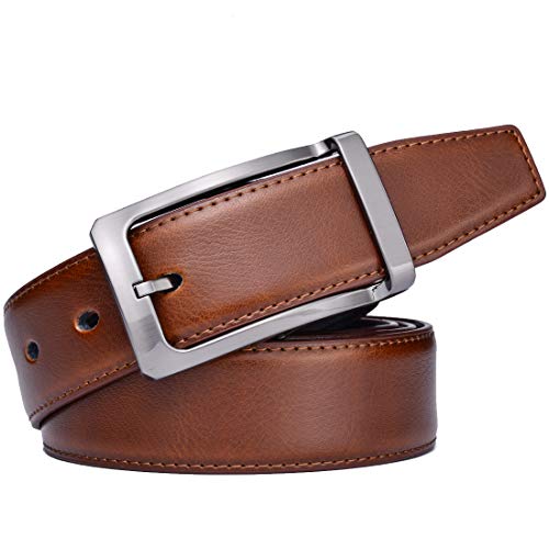 Image of Belts for Men Reversible Leather 1Piece (not 2) 1.25 inch Waist Strap Fashion Dress Buckle Beltox